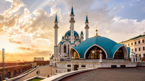Kul Sharif mosque in Kazan Kremlin at sunset, Tatarstan, Russia