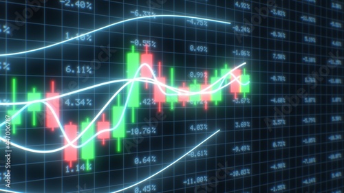 3D Candlestick Chart Crypto Exchange Finance Market Data Graph Price - Abstract Background Texture