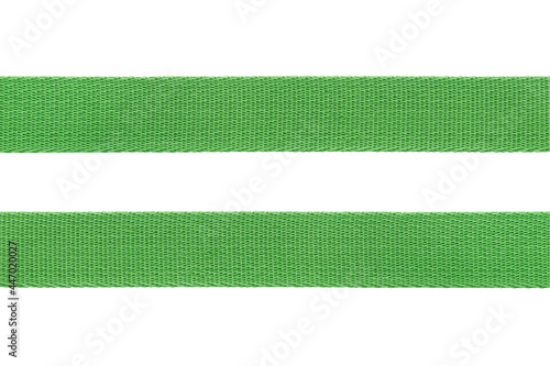 Green belt strap nylon isolated on white background with clipping path
