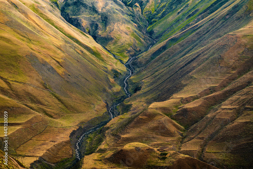 River bed between mountains landscape