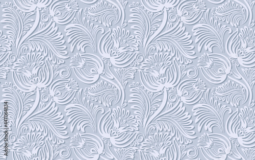 Floral seamless line pattern. Vector elegante background with tender brush elements