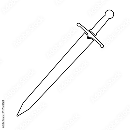 Knight sword icon silhouette isolated on white background