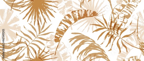 Modern exotic seamless pattern. Tropical leaves. Palm foliage. Print for luxury fashion fabric, clothes, wallpaper.