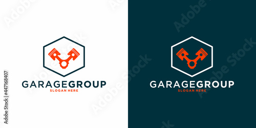 mechanic group, workshop group, logo design with hexagon for your business ora community