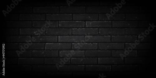 Vector realistic isolated black brick wall background for template, mockup and layout decoration.