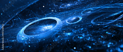 Blue glowing galactic toruses in space