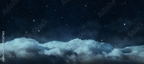 Creative cloudy night sky background. Landing page concept.