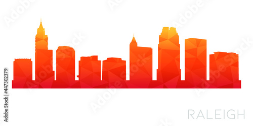 Raleigh, NC, USA Low Poly Skyline Clip Art City Design. Geometric Polygon Graphic Horizon Icon. Vector Illustration Symbol.