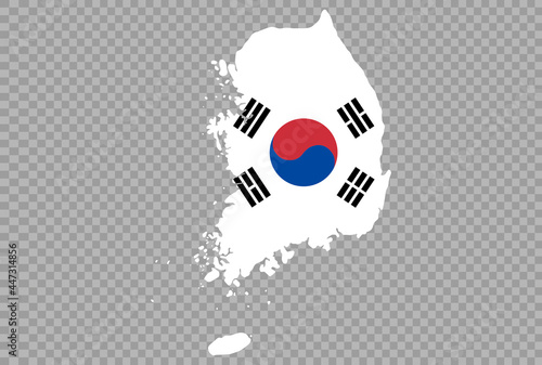 South Korea flag on map isolated on png or transparent background,Symbol of South Korea,template for banner,card,advertising ,promote, TV commercial, ads, web, vector illustration