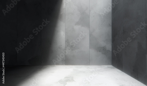 Empty space with concrete wall and lateral lights, Abstract Modern design background.3d Rendering.