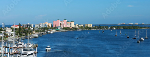 Fort Myers Beach skyline and the Mantanza Pass waterway.