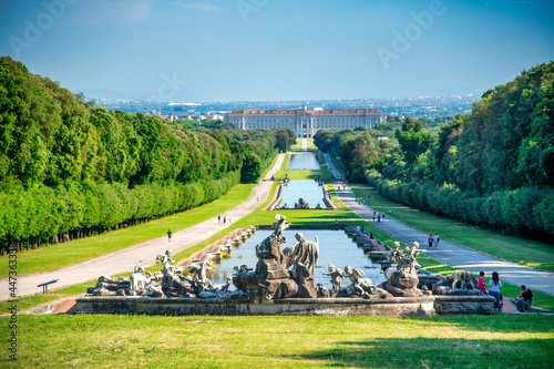 Royal Palace of (Reggia di) Caserta - The very long basin of the park's artificial lake - Italy.