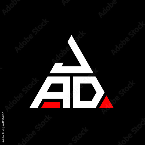 JAD triangle letter logo design with triangle shape. JAD triangle logo design monogram. JAD triangle vector logo template with red color. JAD triangular logo Simple, Elegant, and Luxurious Logo. JAD 