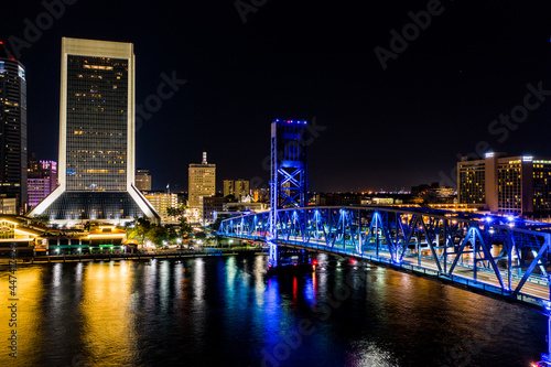 Night view of Buildings in Jacksonville Florida - Long Exposure