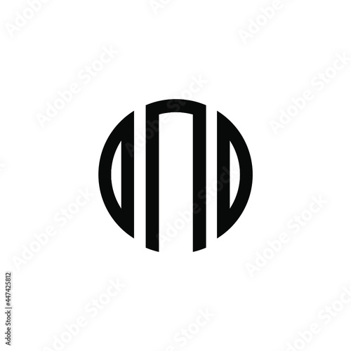 DNO letter logo design. DNO letter in circle shape. DNO Creative three letter logo. Logo with three letters. DNO circle logo. DNO letter vector design logo 