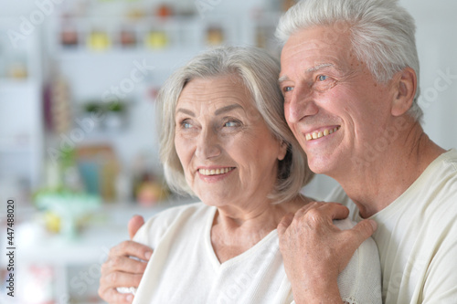 portrait of happy senior couple at home