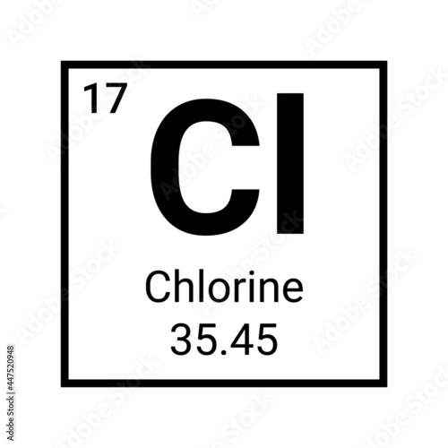 Chlorine periodic element symbol. Chlorine education science atom icon
