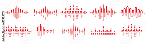 Sound wave. Audio wave set. Vector illustration