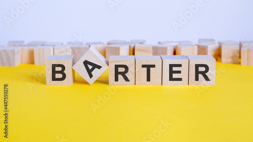 barter word made by letter blocks, concept