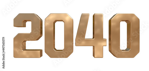 2040 golden bold letters isolated on white 3d-illustration