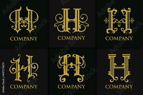 set monogram letter h vintage collection