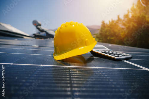 Renewable energy system with solar panel on the roof