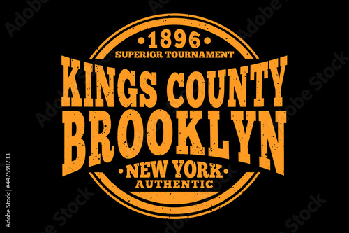 T-shirt typography king county brooklyn authentic