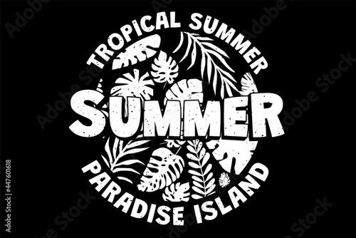 T-shirt tropical summer paradise island leaf retro vintage style