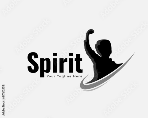 silhouette human power spirit expression freedom logo template illustration inspiration