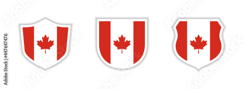 shields icon set with canada flag isolated on white background. vector illustration 