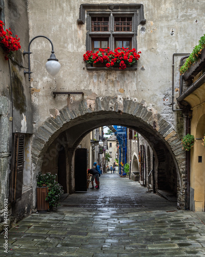 The picturesque town of Bard in Aosta Valley, one of the most beautiful village of Aosta Valley region, Italy