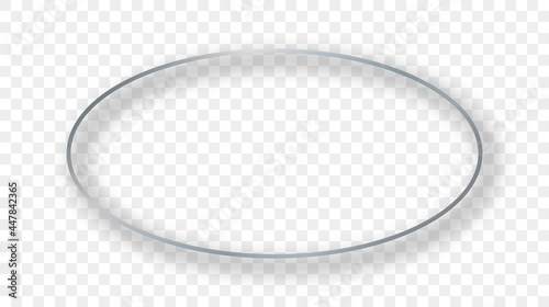 Silver glowing oval shape frame with shadow