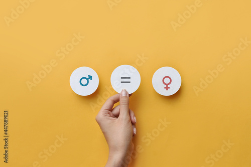 Paper circles with the icons men and women Equality between men and women. Gender equality and tolerance