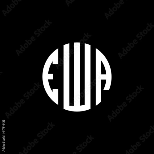 EWA letter logo design. EWA letter in circle shape. EWA Creative three letter logo. Logo with three letters. EWA circle logo. EWA letter vector design logo 