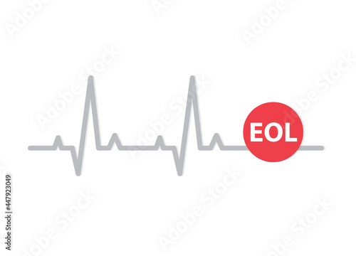 EOL (End-of-life) concept wiith pulse trace line- vector illustration