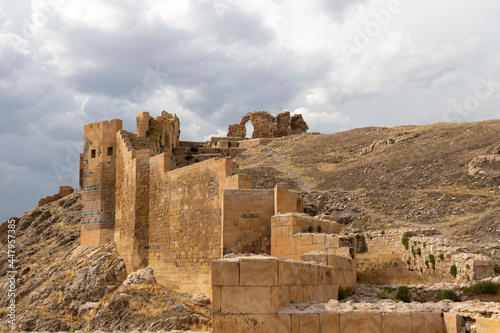 The interior of the historical Bayburt Castle and the city view