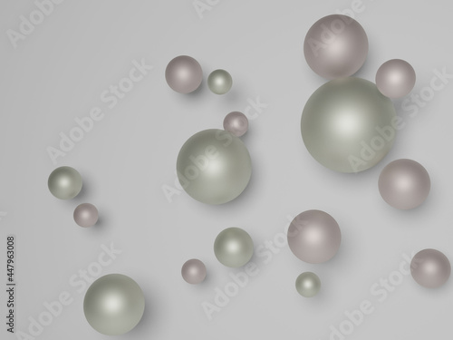 Abstract background with 3d spheres. Perls. White background