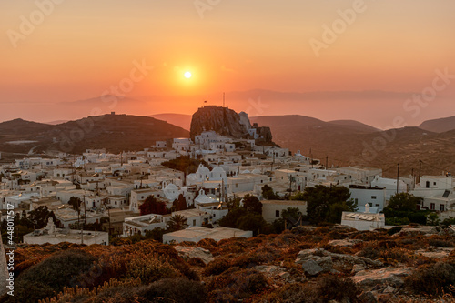 scenic golden hour view in Chora Amorgos Greece