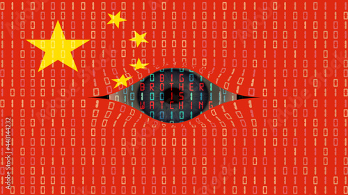 Chinese flag and big brother data surveillance