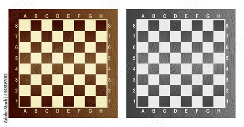 Two empty chess board. Concept of graphic vector illustration. Art design checkered, checkerboard or chessboard
