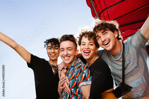 Young group of friends having fun together