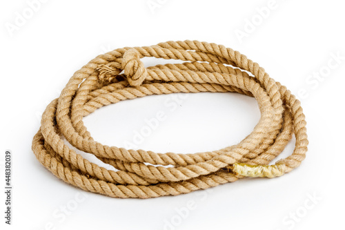 Rope close-up on a white background isolated.