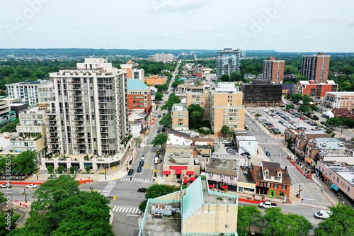 Aerial of the downtown in Burlington, Ontario, Canada