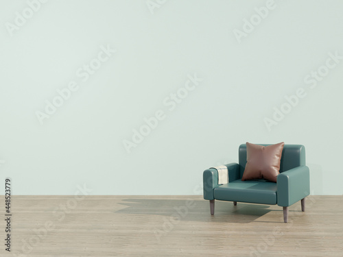leather sofa in the room. 3D rendering