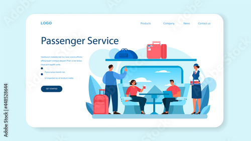 Train conductor web banner or landing page. Railway worker in uniform