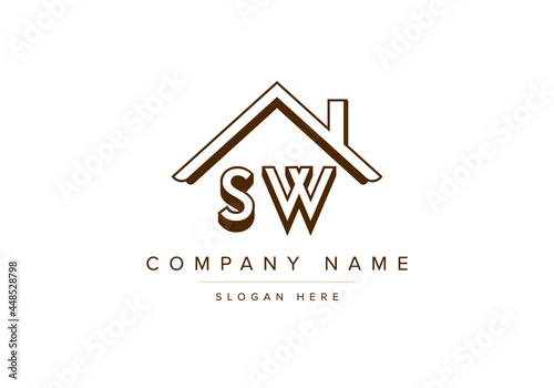 Alphabet letters SW home or house logo for real estate