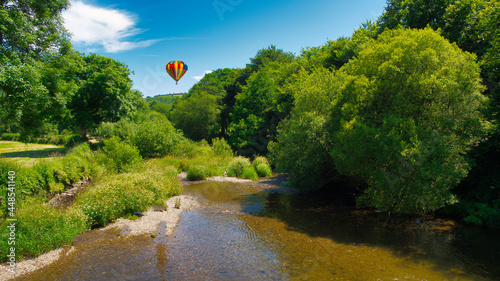 Devon Landscape with hot air ballon