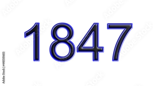 blue 1847 number 3d effect white background