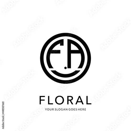 f and a logo monogram with a circle like an emblem