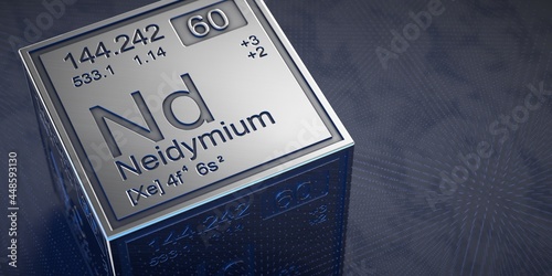 Neodymium. Element 60 of the periodic table of chemical elements. 